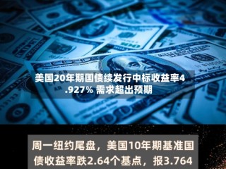 美国20年期国债续发行中标收益率4.927% 需求超出预期